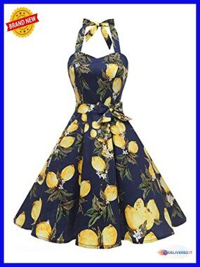 Vintage Polka Halter Retro Cocktail Swing Dress Lace Up Corset